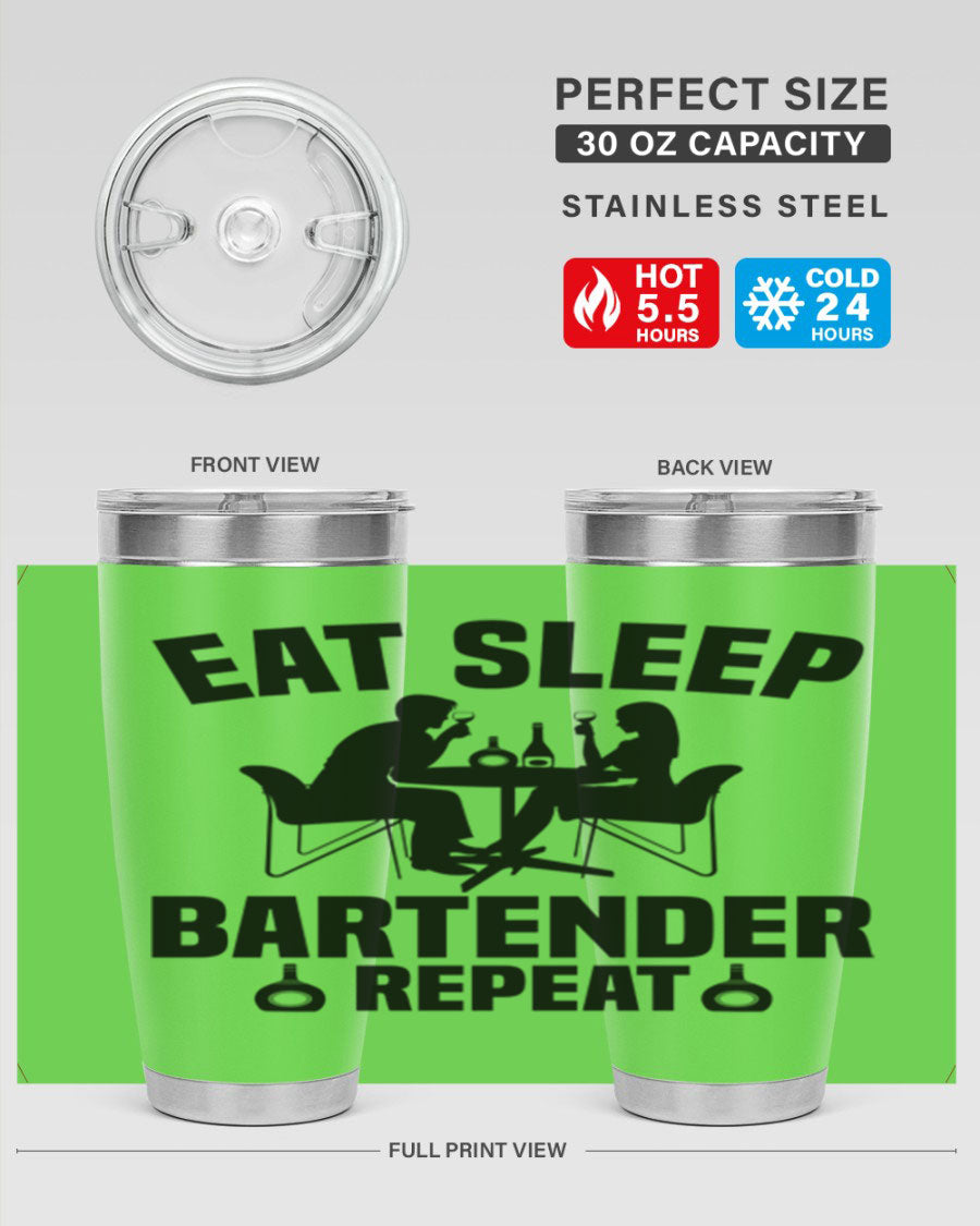 Eat Sleep Style 3# bartender tumbler in stainless steel with a stylish design, perfect for hot and cold beverages.