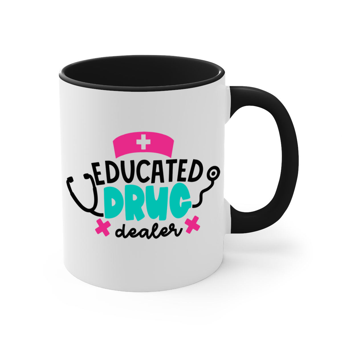 Educated Drug Dealer Style 195# Mug with colorful handle and glossy finish, perfect for coffee and tea.