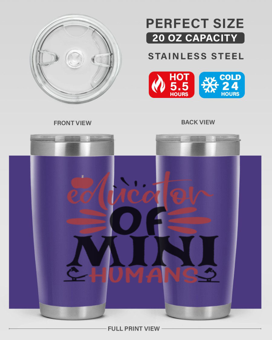 Educator of Mini Humans Style 181# tumbler, double wall vacuum stainless steel with copper lining, perfect for teachers.