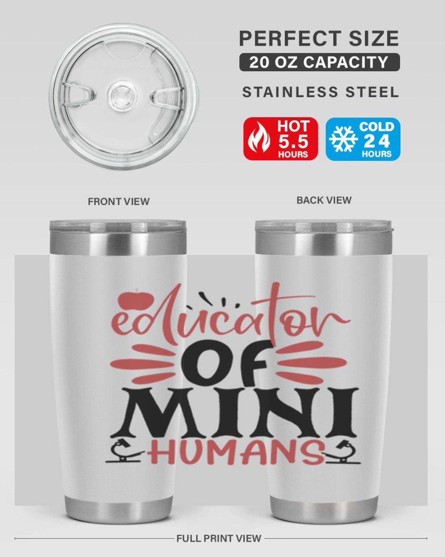 Educator of Mini Humans Style 181# tumbler, double wall vacuum stainless steel with copper lining, perfect for teachers.