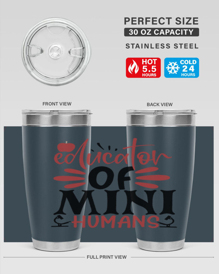 Educator of Mini Humans Style 181# tumbler, double wall vacuum stainless steel with copper lining, perfect for teachers.