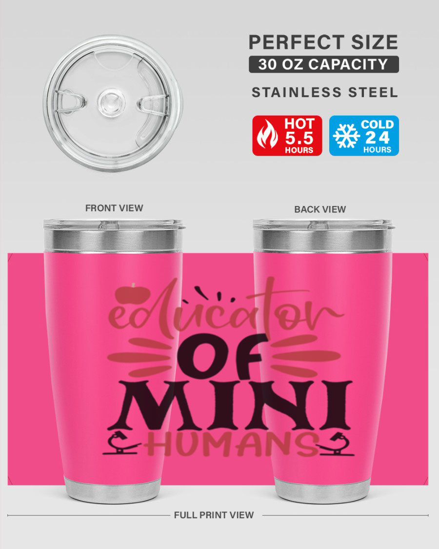 Educator of Mini Humans Style 181# tumbler, double wall vacuum stainless steel with copper lining, perfect for teachers.
