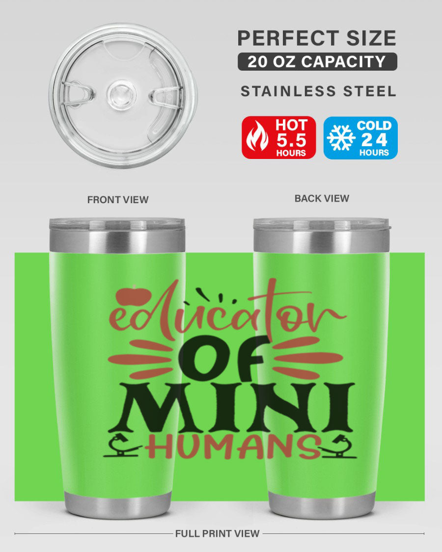 Educator of Mini Humans Style 181# tumbler, double wall vacuum stainless steel with copper lining, perfect for teachers.
