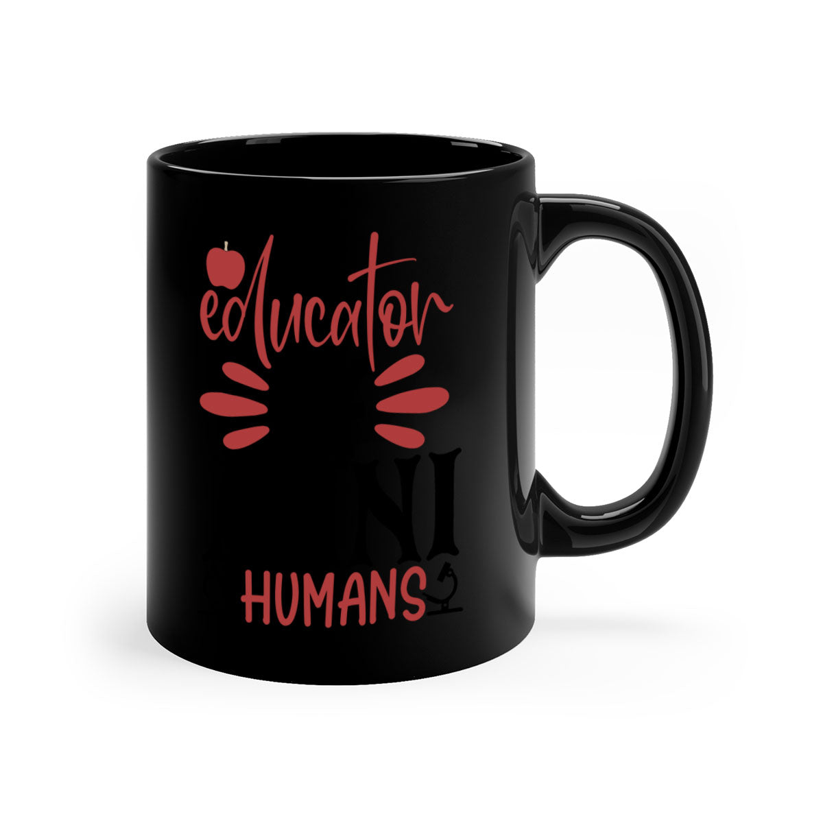 A stylish educator of mini humans mug with a glossy finish, featuring a colored handle and interior, available in five vibrant colors.