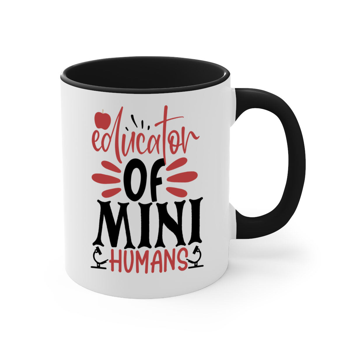 A stylish educator of mini humans mug with a glossy finish, featuring a colored handle and interior, available in five vibrant colors.