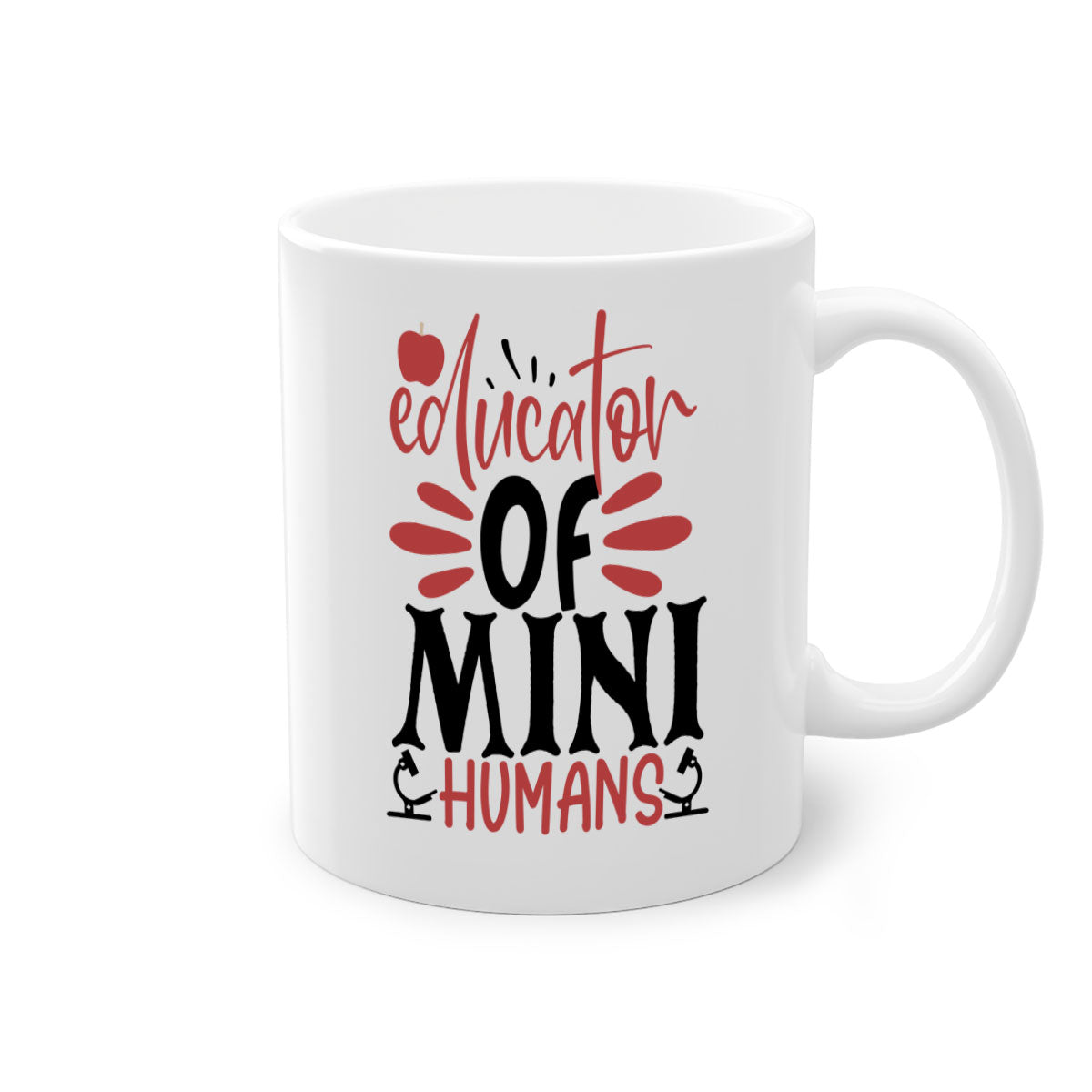 A stylish educator of mini humans mug with a glossy finish, featuring a colored handle and interior, available in five vibrant colors.