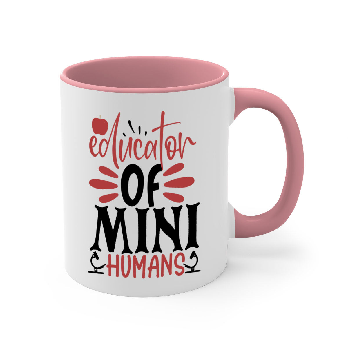 A stylish educator of mini humans mug with a glossy finish, featuring a colored handle and interior, available in five vibrant colors.