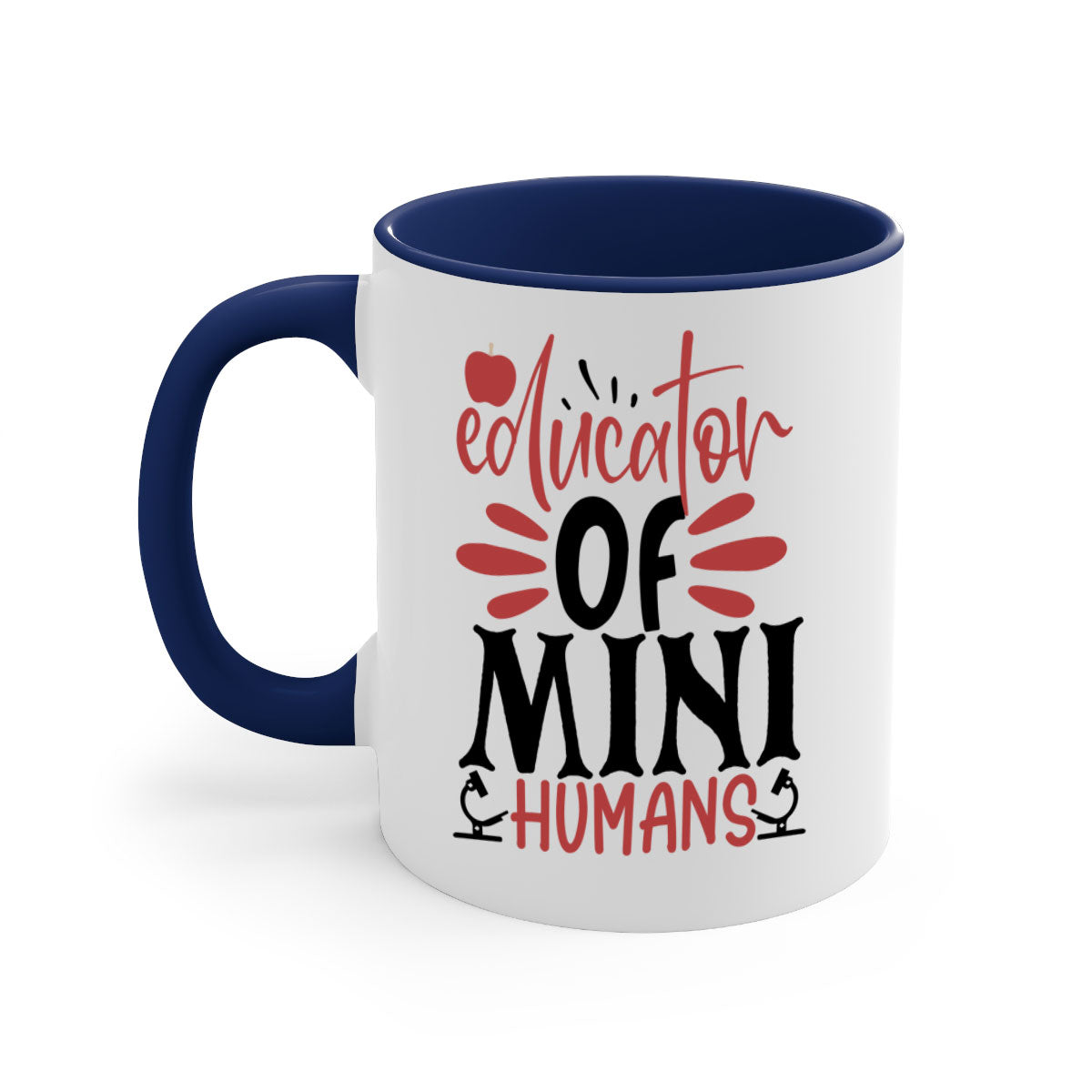 A stylish educator of mini humans mug with a glossy finish, featuring a colored handle and interior, available in five vibrant colors.