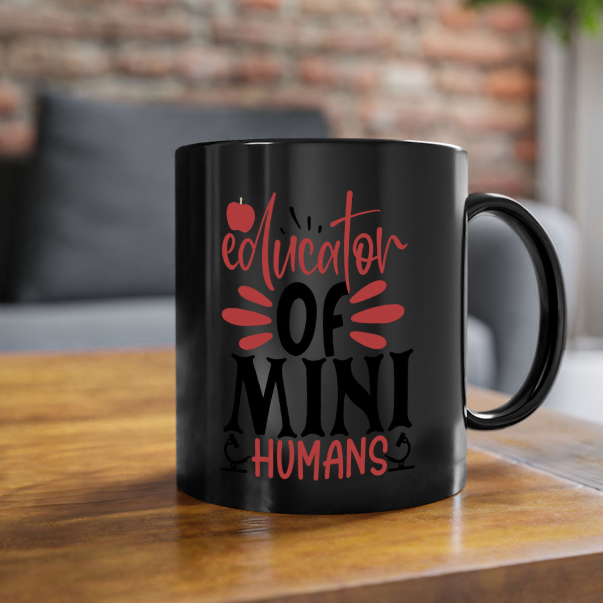 A stylish educator of mini humans mug with a glossy finish, featuring a colored handle and interior, available in five vibrant colors.