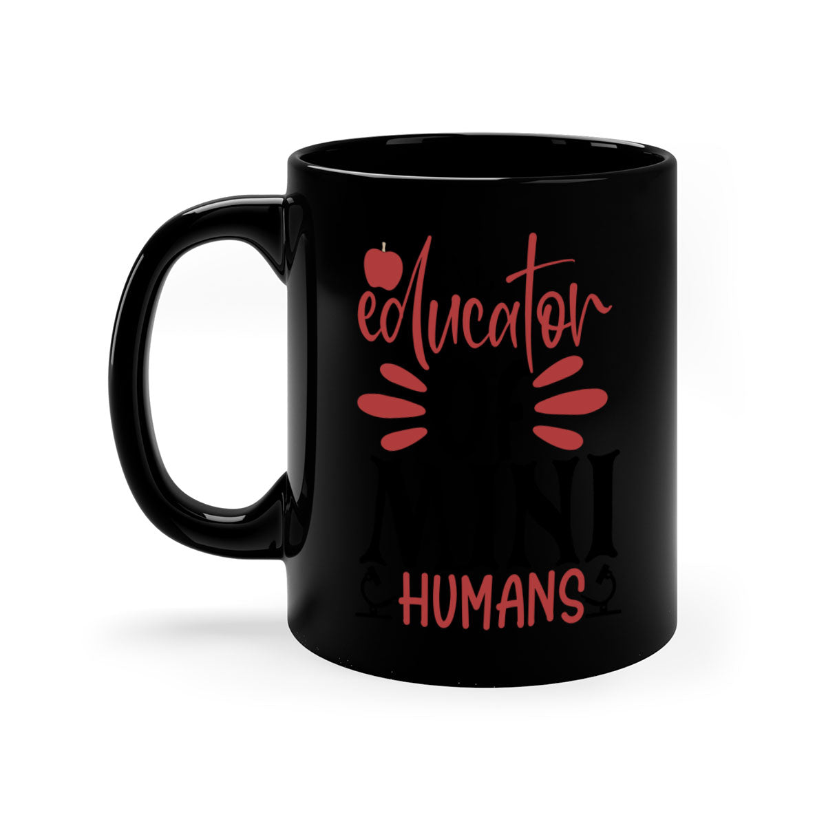 A stylish educator of mini humans mug with a glossy finish, featuring a colored handle and interior, available in five vibrant colors.