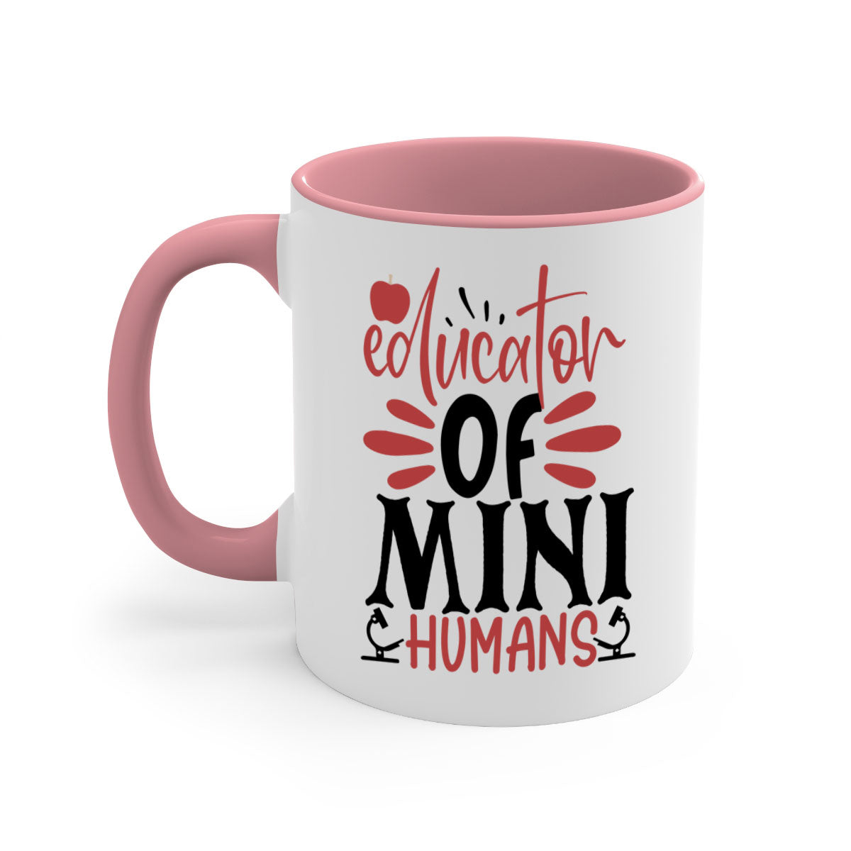 A stylish educator of mini humans mug with a glossy finish, featuring a colored handle and interior, available in five vibrant colors.