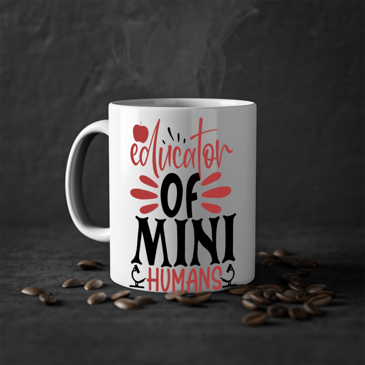 A stylish educator of mini humans mug with a glossy finish, featuring a colored handle and interior, available in five vibrant colors.