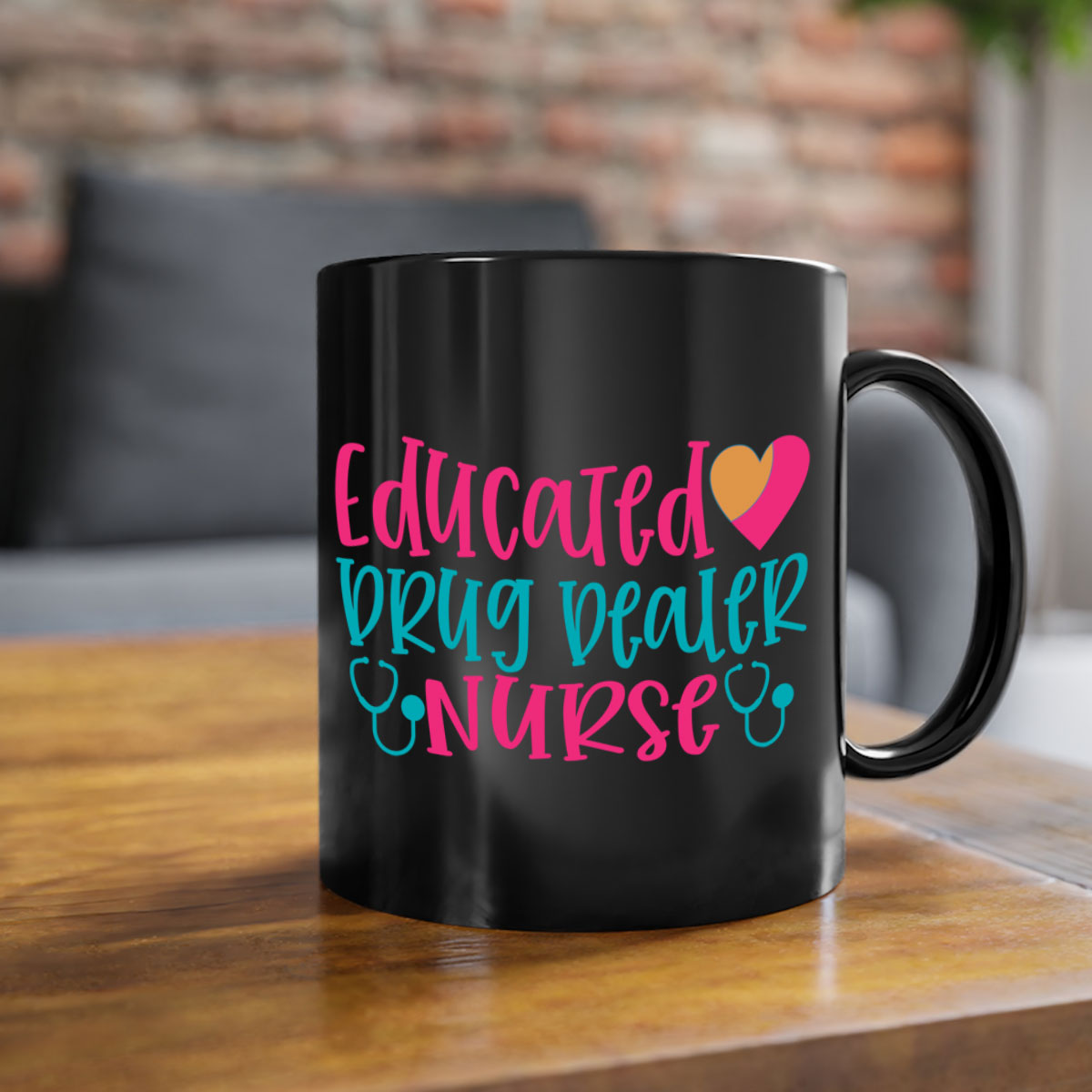 Two-tone educated drug dealer nurse mug with colored handle and glossy finish, available in multiple colors and sizes.