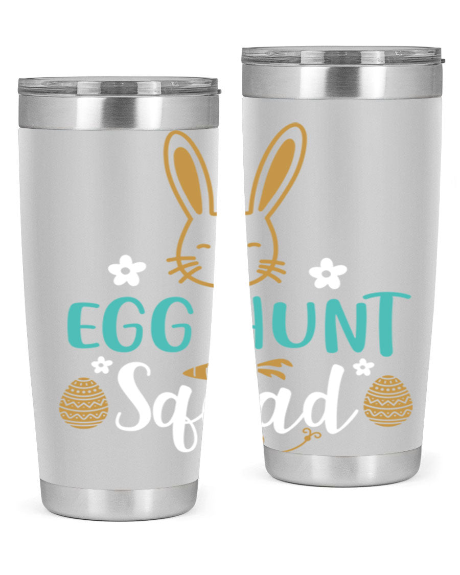 Egg Hunt Squad 94# Easter Tumbler in vibrant colors, showcasing its double wall vacuum stainless steel design and festive print.