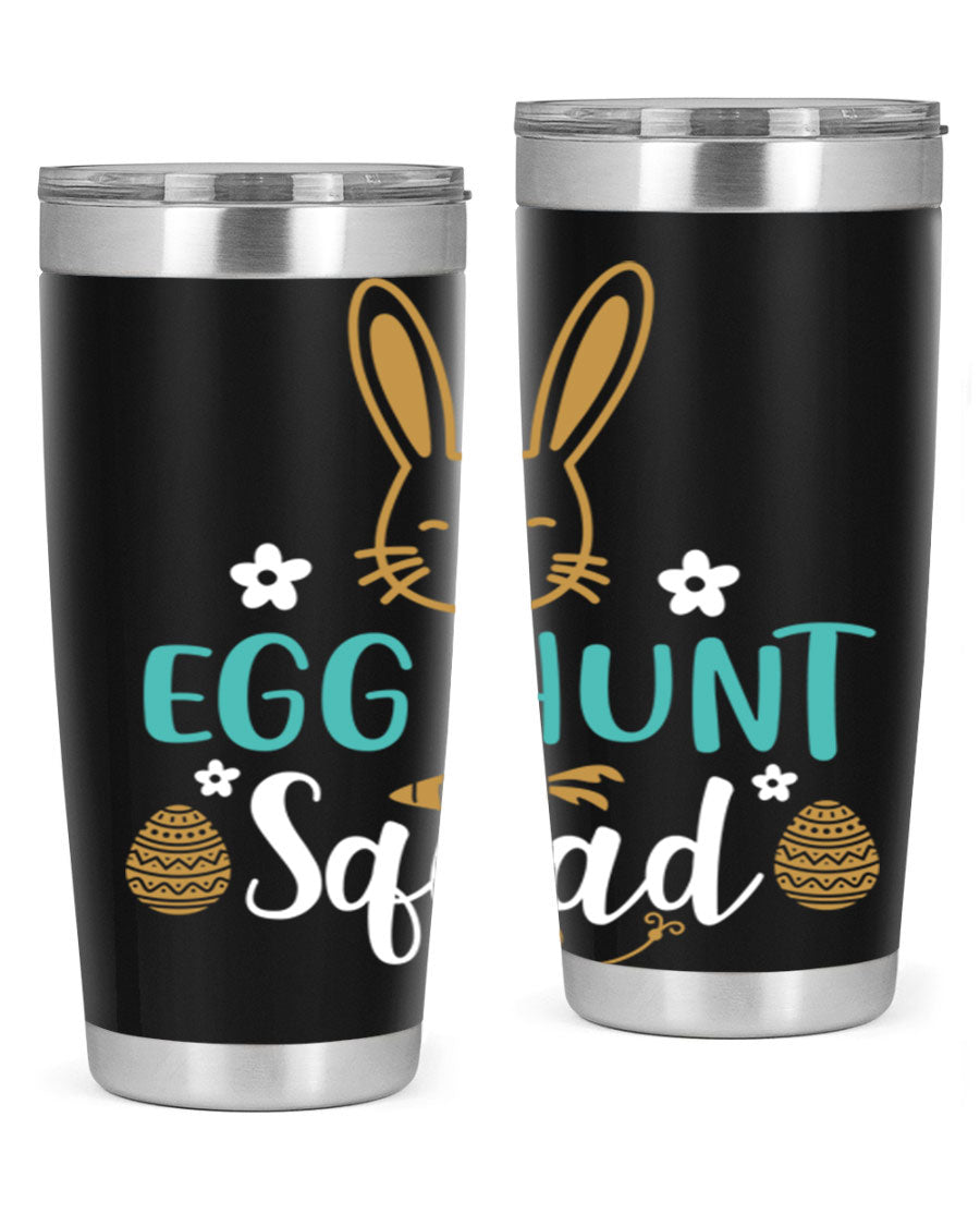 Egg Hunt Squad 94# Easter Tumbler in vibrant colors, showcasing its double wall vacuum stainless steel design and festive print.