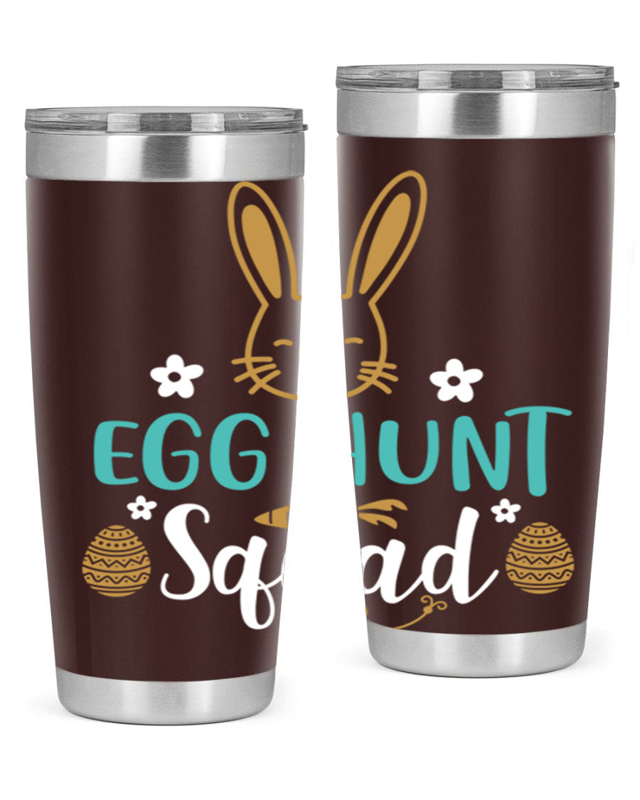 Egg Hunt Squad 94# Easter Tumbler in vibrant colors, showcasing its double wall vacuum stainless steel design and festive print.