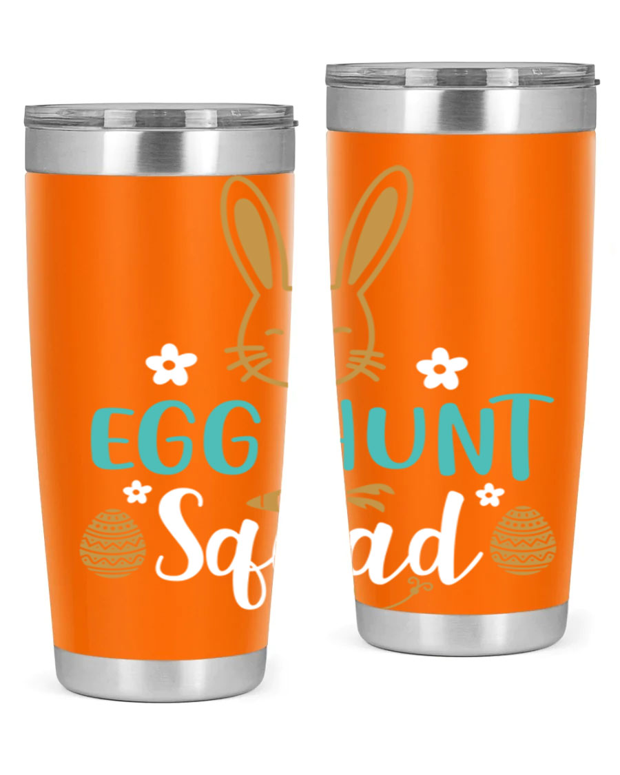 Egg Hunt Squad 94# Easter Tumbler in vibrant colors, showcasing its double wall vacuum stainless steel design and festive print.