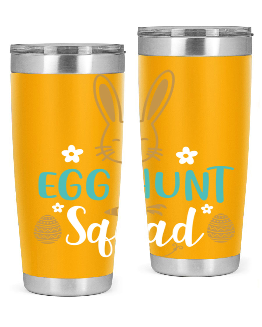 Egg Hunt Squad 94# Easter Tumbler in vibrant colors, showcasing its double wall vacuum stainless steel design and festive print.