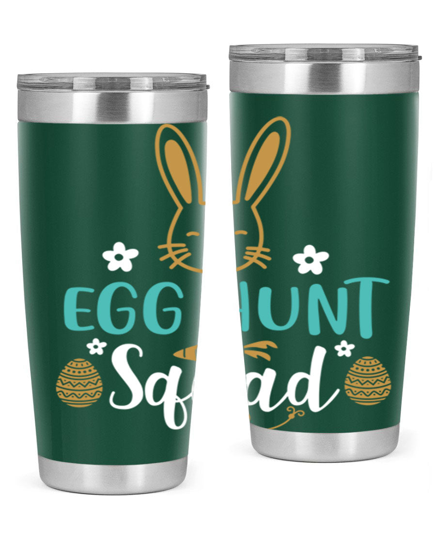 Egg Hunt Squad 94# Easter Tumbler in vibrant colors, showcasing its double wall vacuum stainless steel design and festive print.