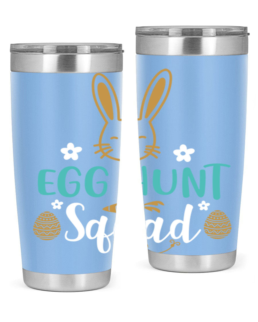 Egg Hunt Squad 94# Easter Tumbler in vibrant colors, showcasing its double wall vacuum stainless steel design and festive print.