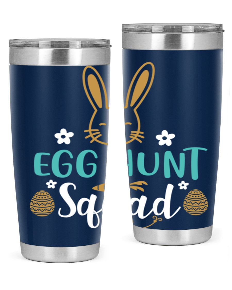 Egg Hunt Squad 94# Easter Tumbler in vibrant colors, showcasing its double wall vacuum stainless steel design and festive print.