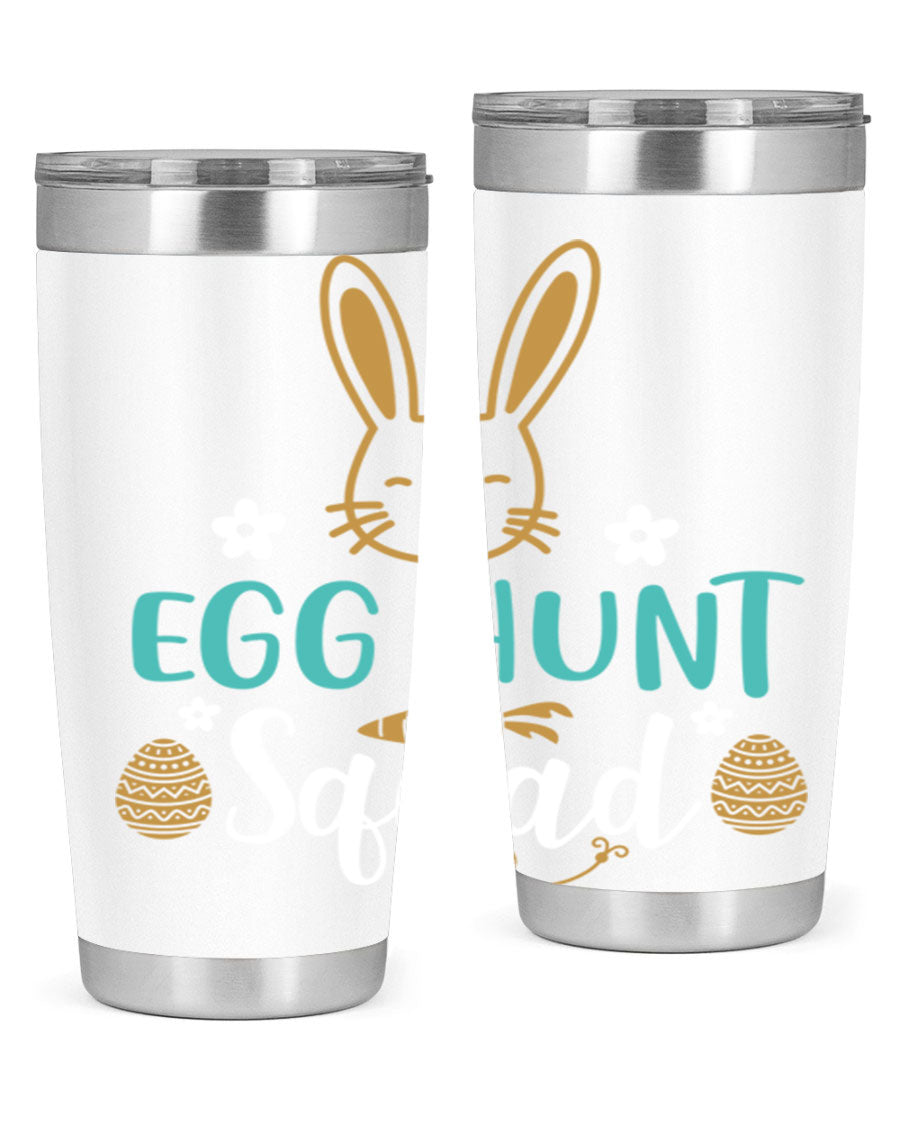 Egg Hunt Squad 94# Easter Tumbler in vibrant colors, showcasing its double wall vacuum stainless steel design and festive print.
