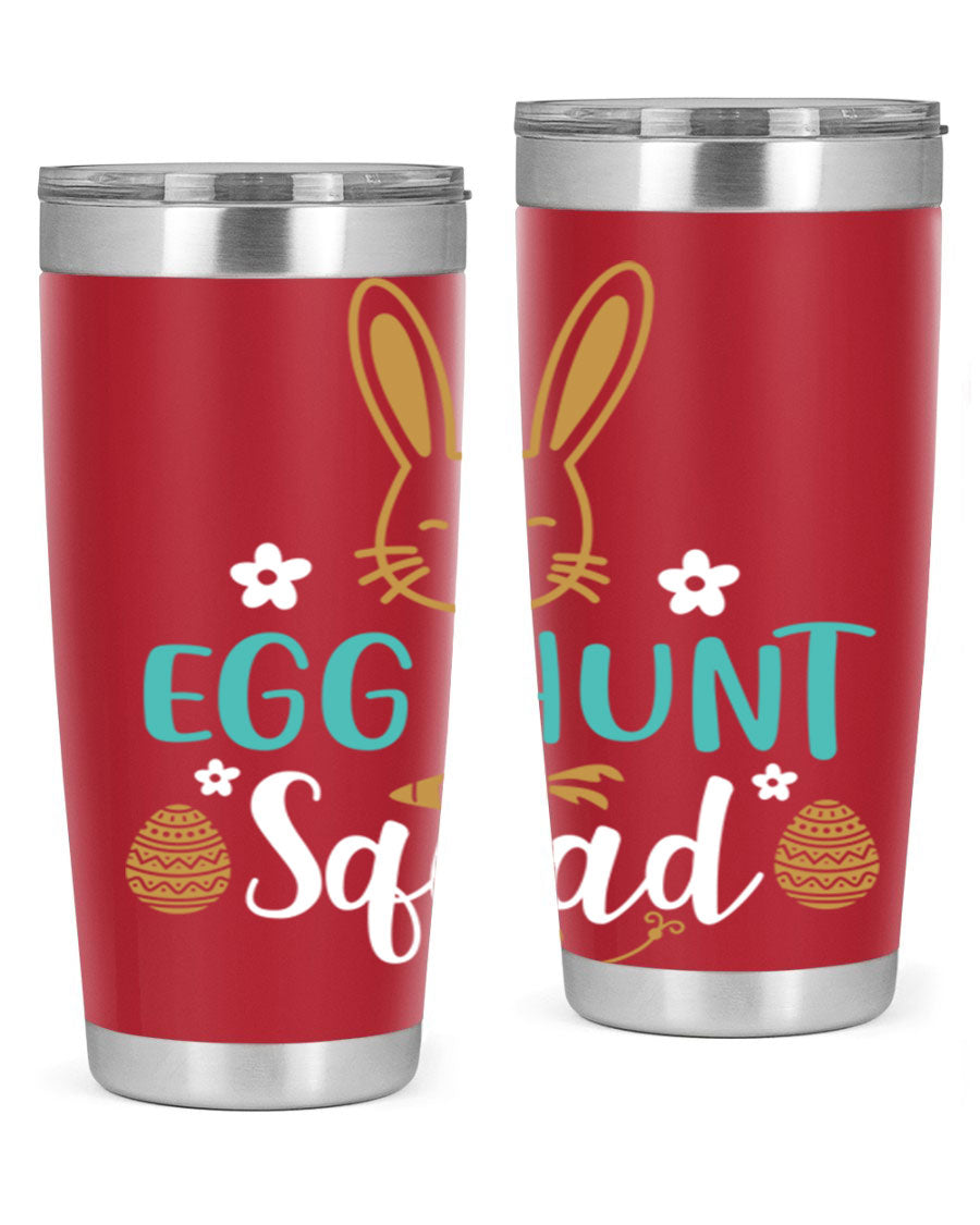 Egg Hunt Squad 94# Easter Tumbler in vibrant colors, showcasing its double wall vacuum stainless steel design and festive print.