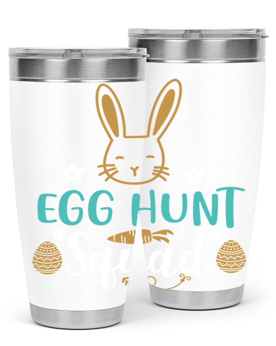 Egg Hunt Squad 94# Easter Tumbler in vibrant colors, showcasing its double wall vacuum stainless steel design and festive print.