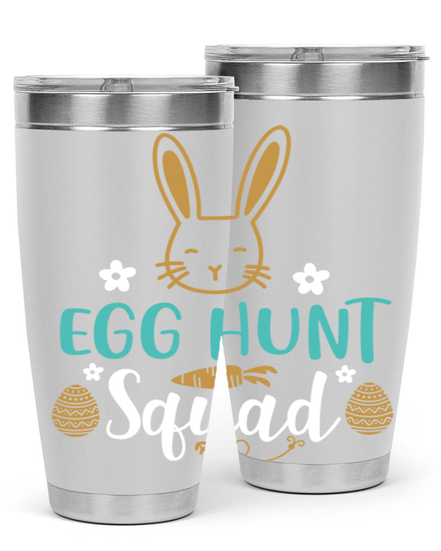 Egg Hunt Squad 94# Easter Tumbler in vibrant colors, showcasing its double wall vacuum stainless steel design and festive print.