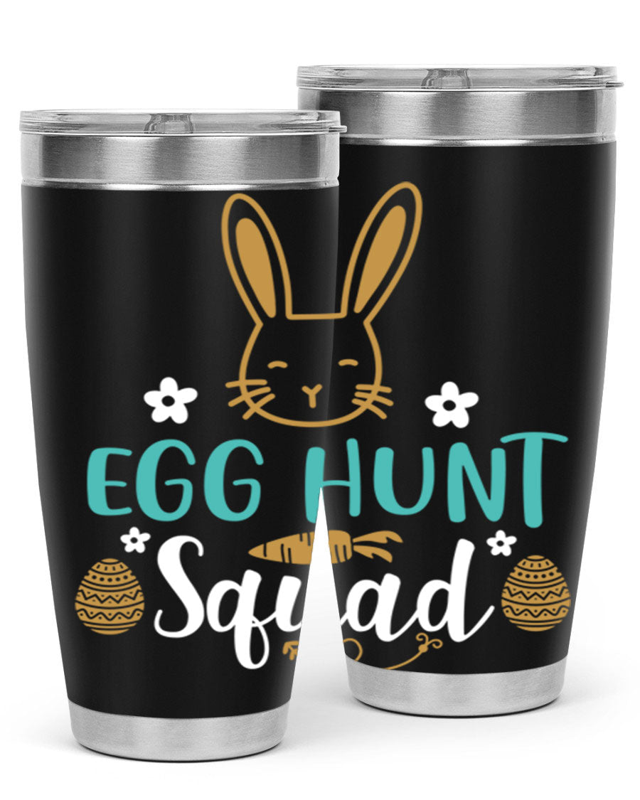 Egg Hunt Squad 94# Easter Tumbler in vibrant colors, showcasing its double wall vacuum stainless steel design and festive print.