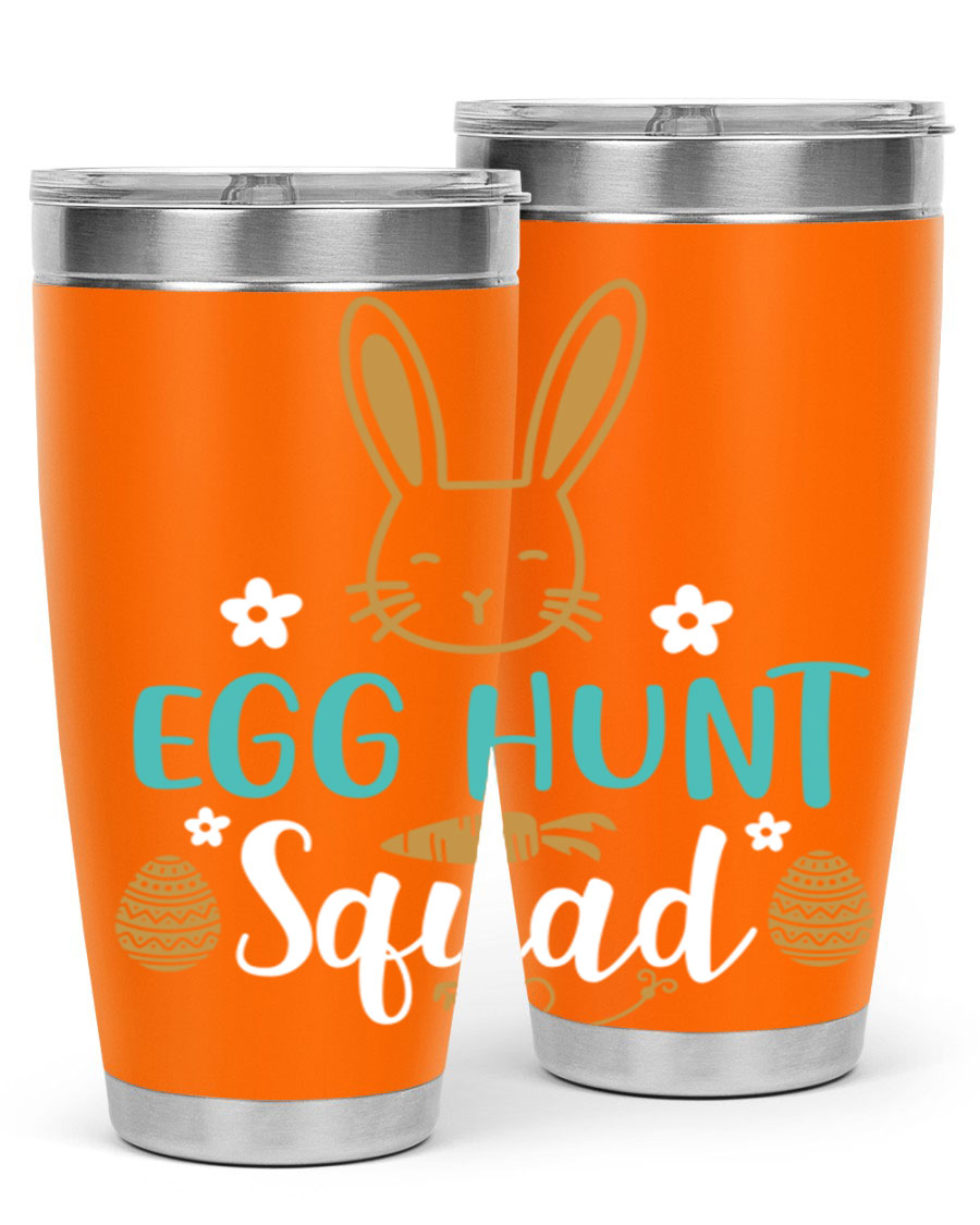 Egg Hunt Squad 94# Easter Tumbler in vibrant colors, showcasing its double wall vacuum stainless steel design and festive print.