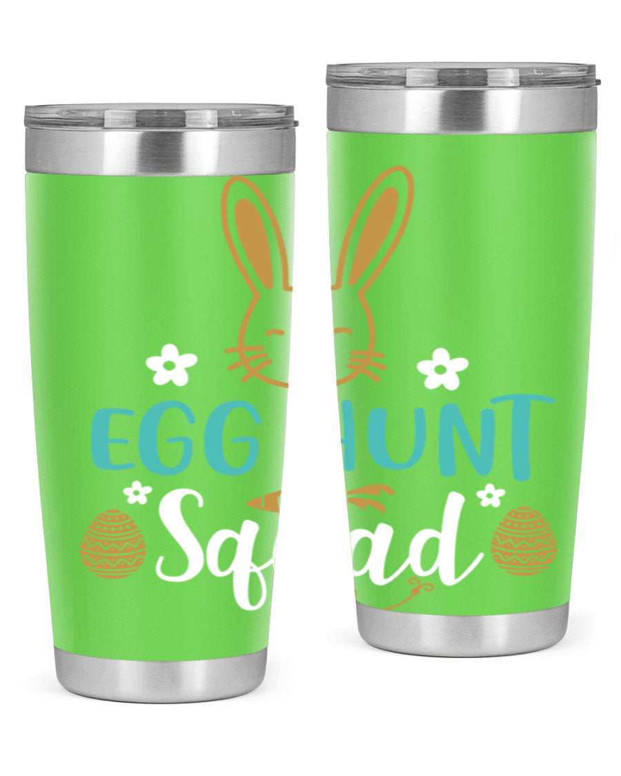 Egg Hunt Squad 94# Easter Tumbler in vibrant colors, showcasing its double wall vacuum stainless steel design and festive print.
