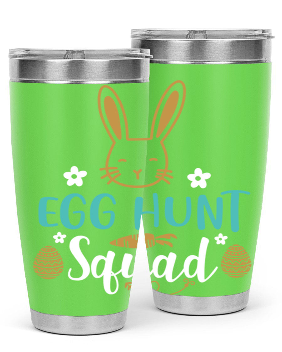 Egg Hunt Squad 94# Easter Tumbler in vibrant colors, showcasing its double wall vacuum stainless steel design and festive print.