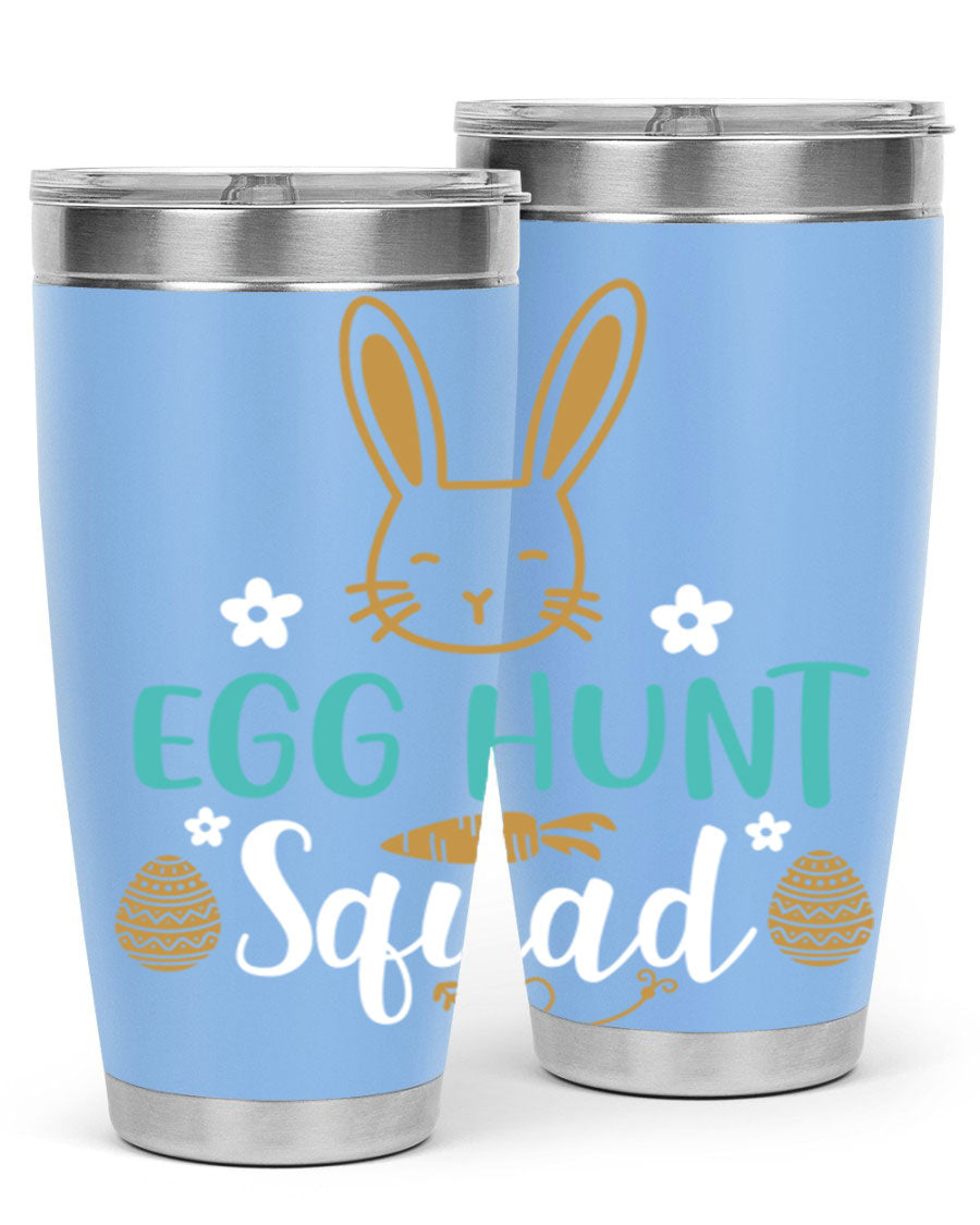 Egg Hunt Squad 94# Easter Tumbler in vibrant colors, showcasing its double wall vacuum stainless steel design and festive print.