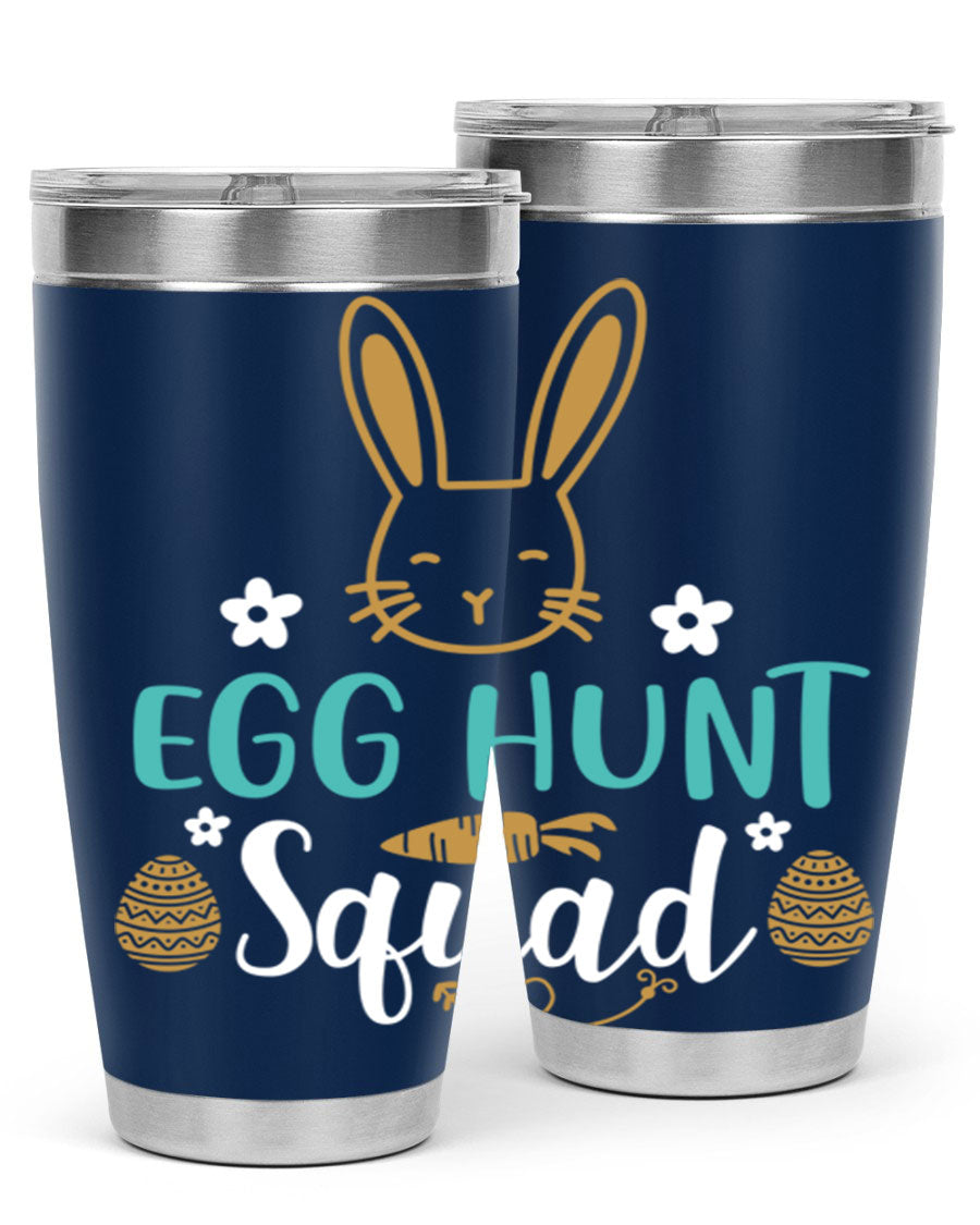 Egg Hunt Squad 94# Easter Tumbler in vibrant colors, showcasing its double wall vacuum stainless steel design and festive print.