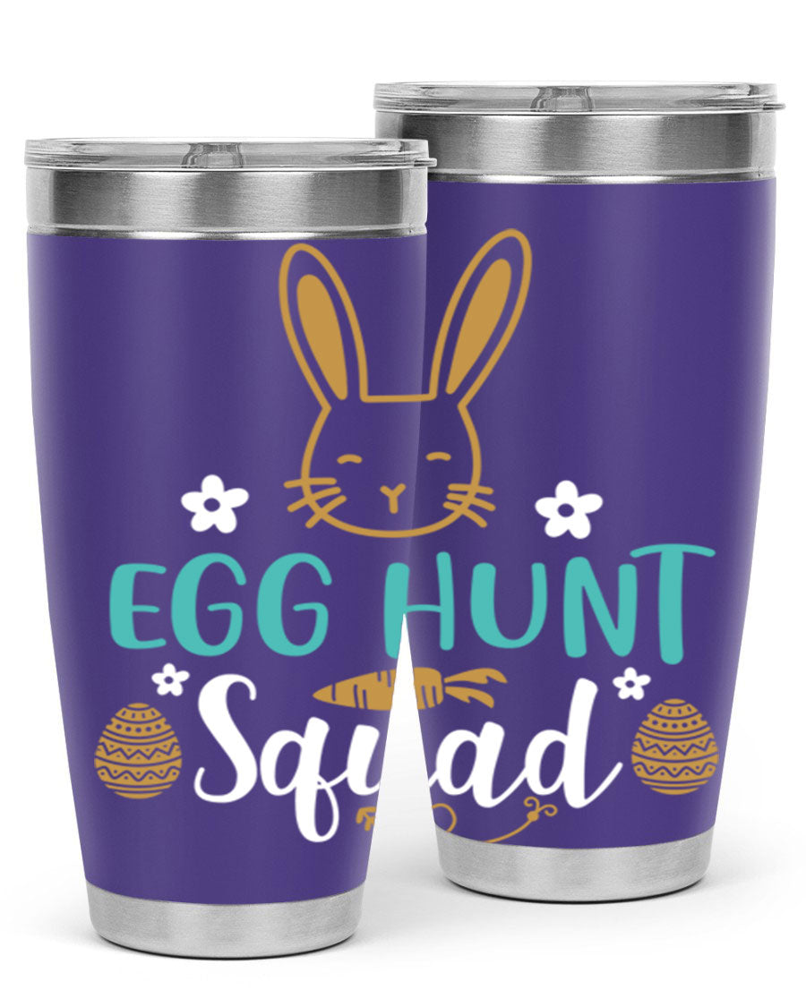 Egg Hunt Squad 94# Easter Tumbler in vibrant colors, showcasing its double wall vacuum stainless steel design and festive print.