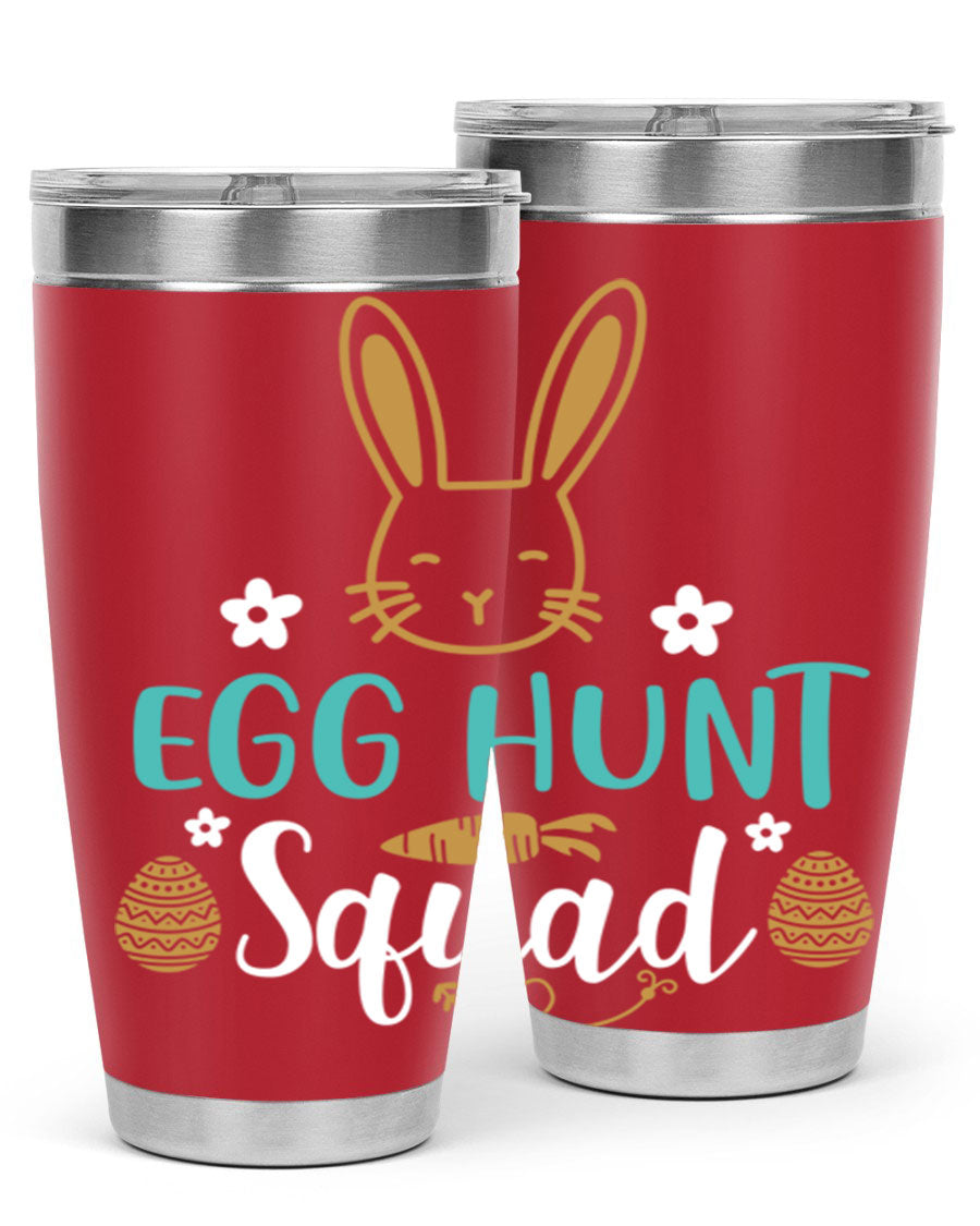 Egg Hunt Squad 94# Easter Tumbler in vibrant colors, showcasing its double wall vacuum stainless steel design and festive print.