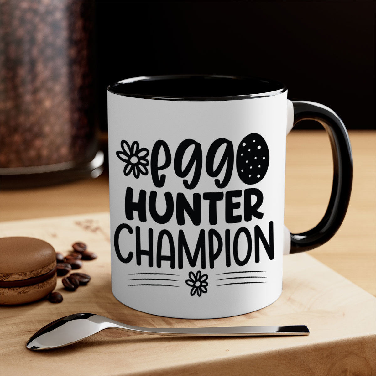 Egg Hunter Champion 133# Mug with colorful handle and glossy finish, available in multiple colors and sizes.