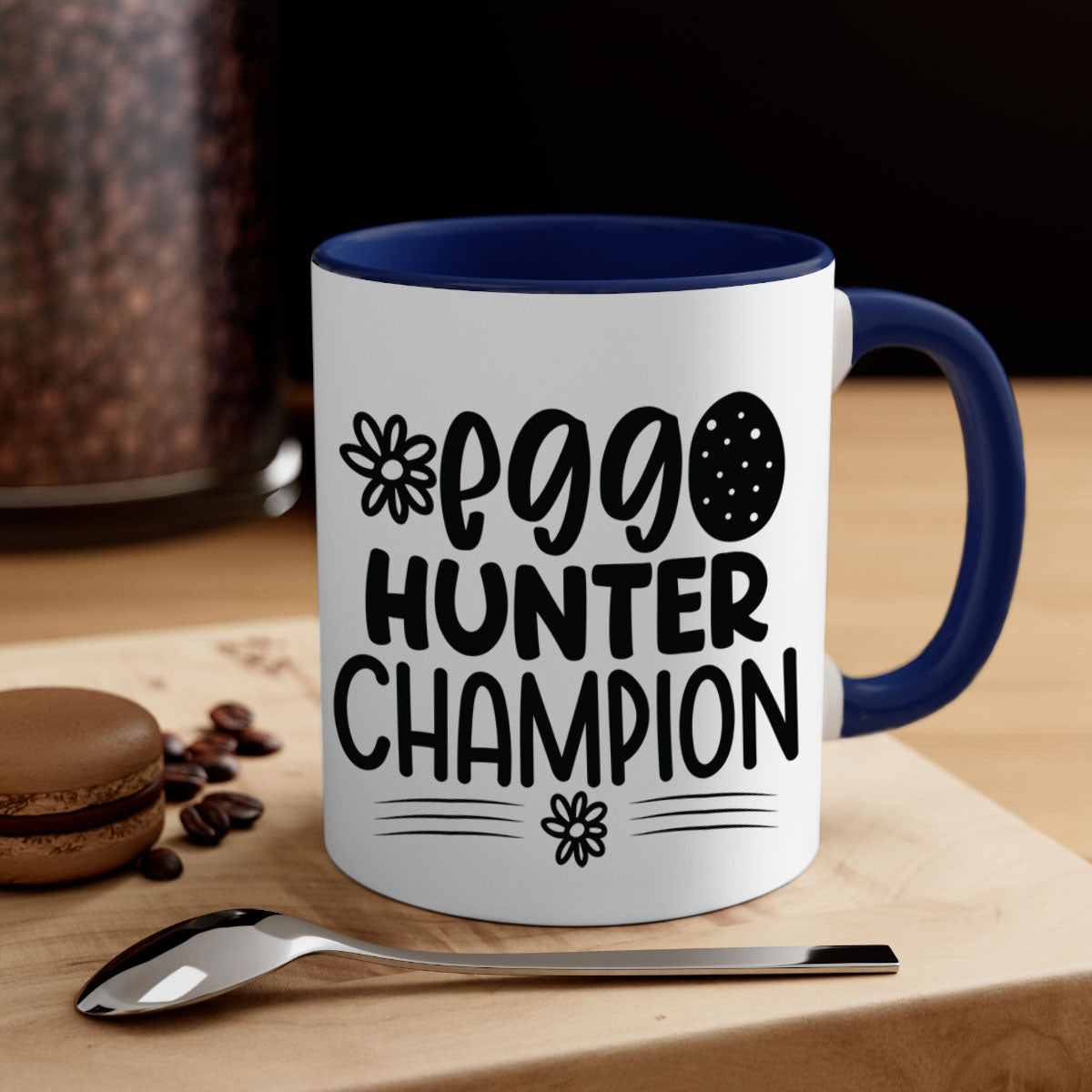 Egg Hunter Champion 133# Mug with colorful handle and glossy finish, available in multiple colors and sizes.