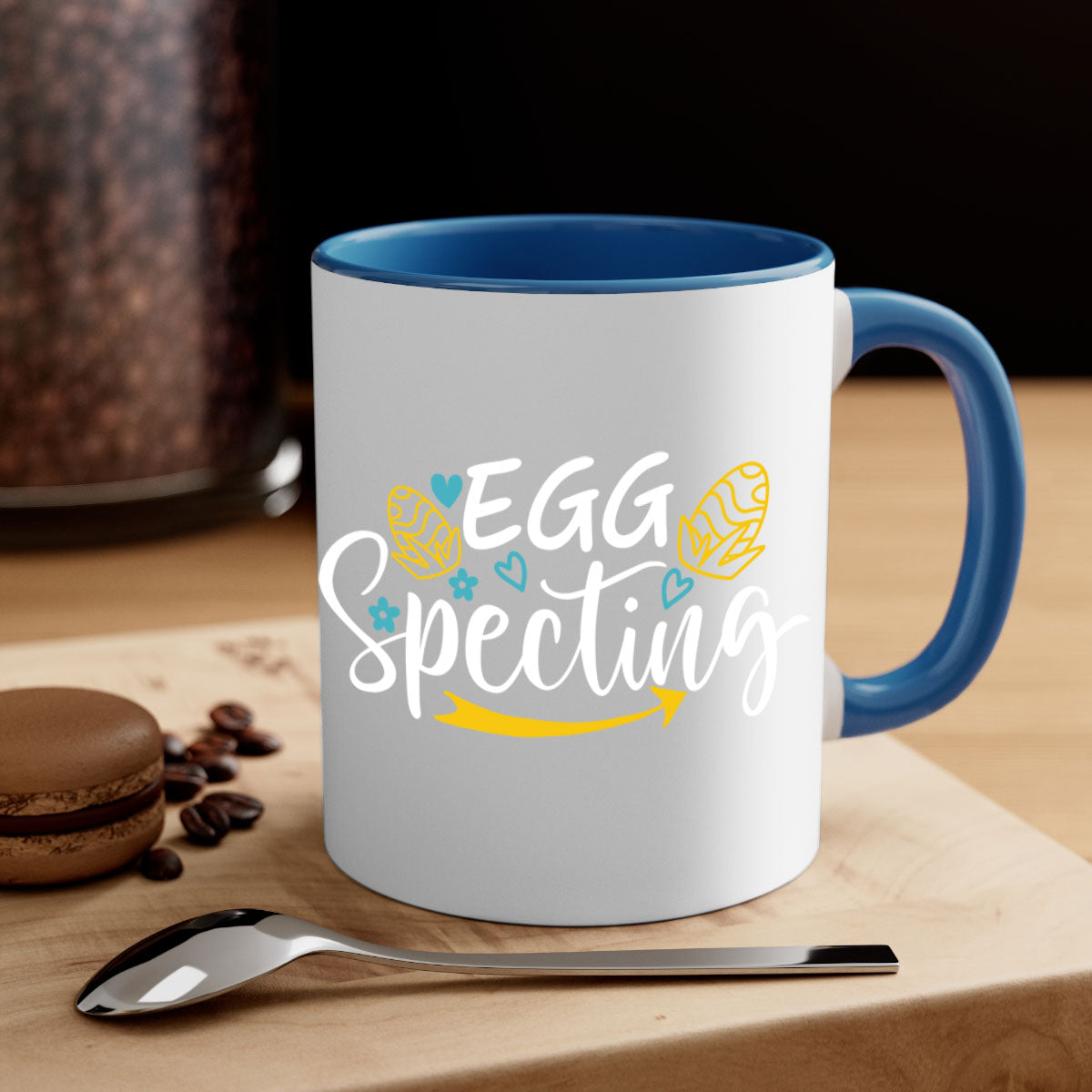 Egg Specting 88# Easter Mug with colorful handle and interior, showcasing glossy ceramic finish.