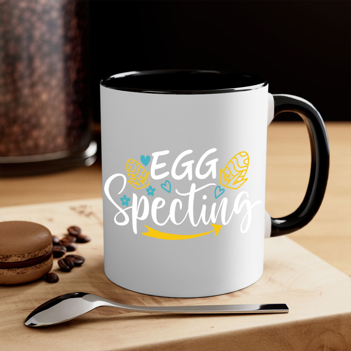 Egg Specting 88# Easter Mug with colorful handle and interior, showcasing glossy ceramic finish.