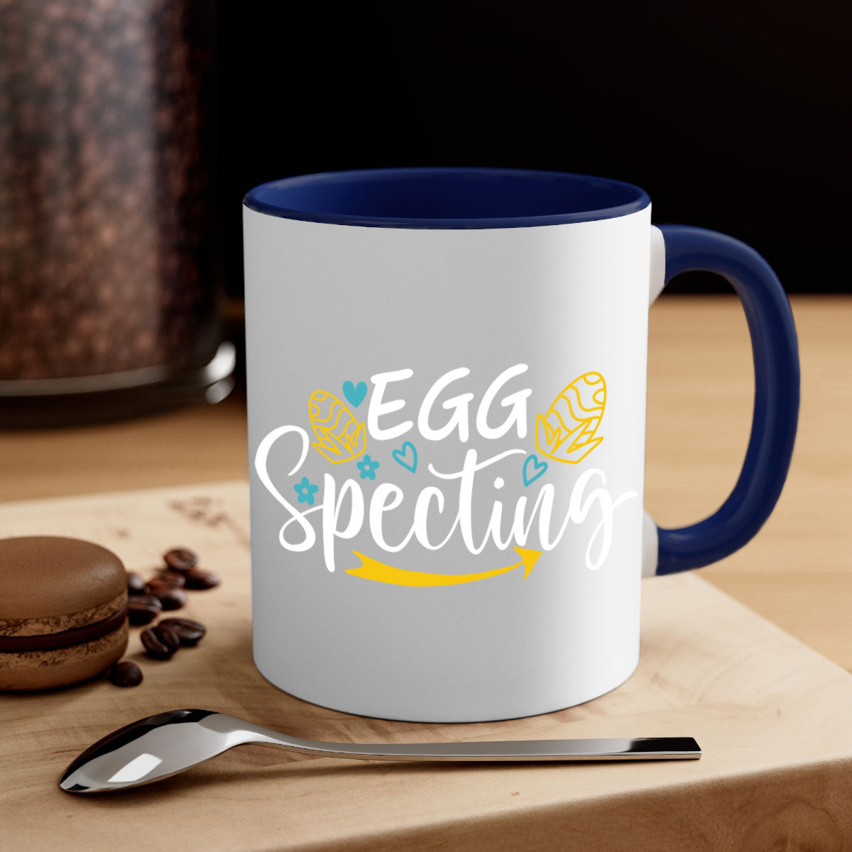 Egg Specting 88# Easter Mug with colorful handle and interior, showcasing glossy ceramic finish.