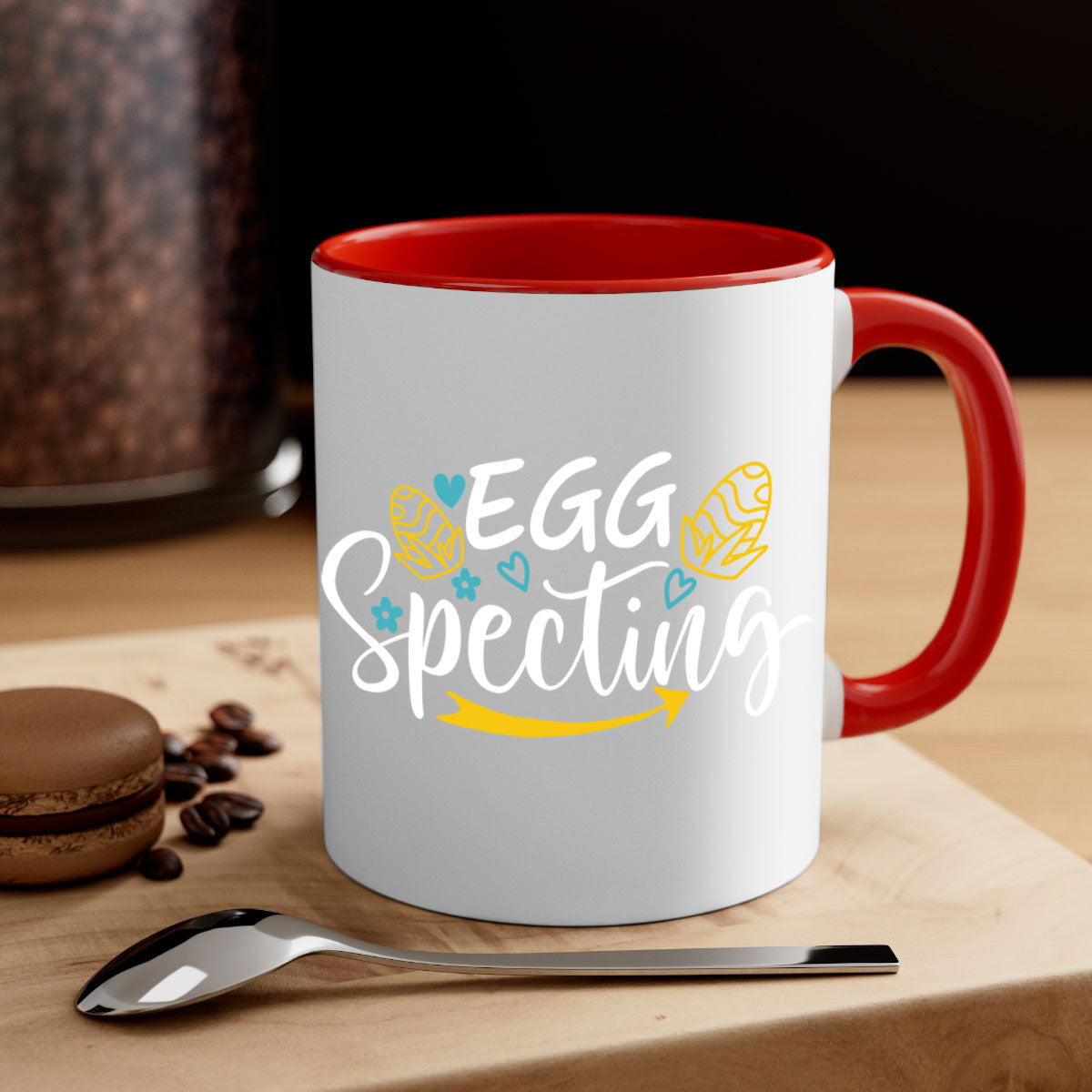 Egg Specting 88# Easter Mug with colorful handle and interior, showcasing glossy ceramic finish.