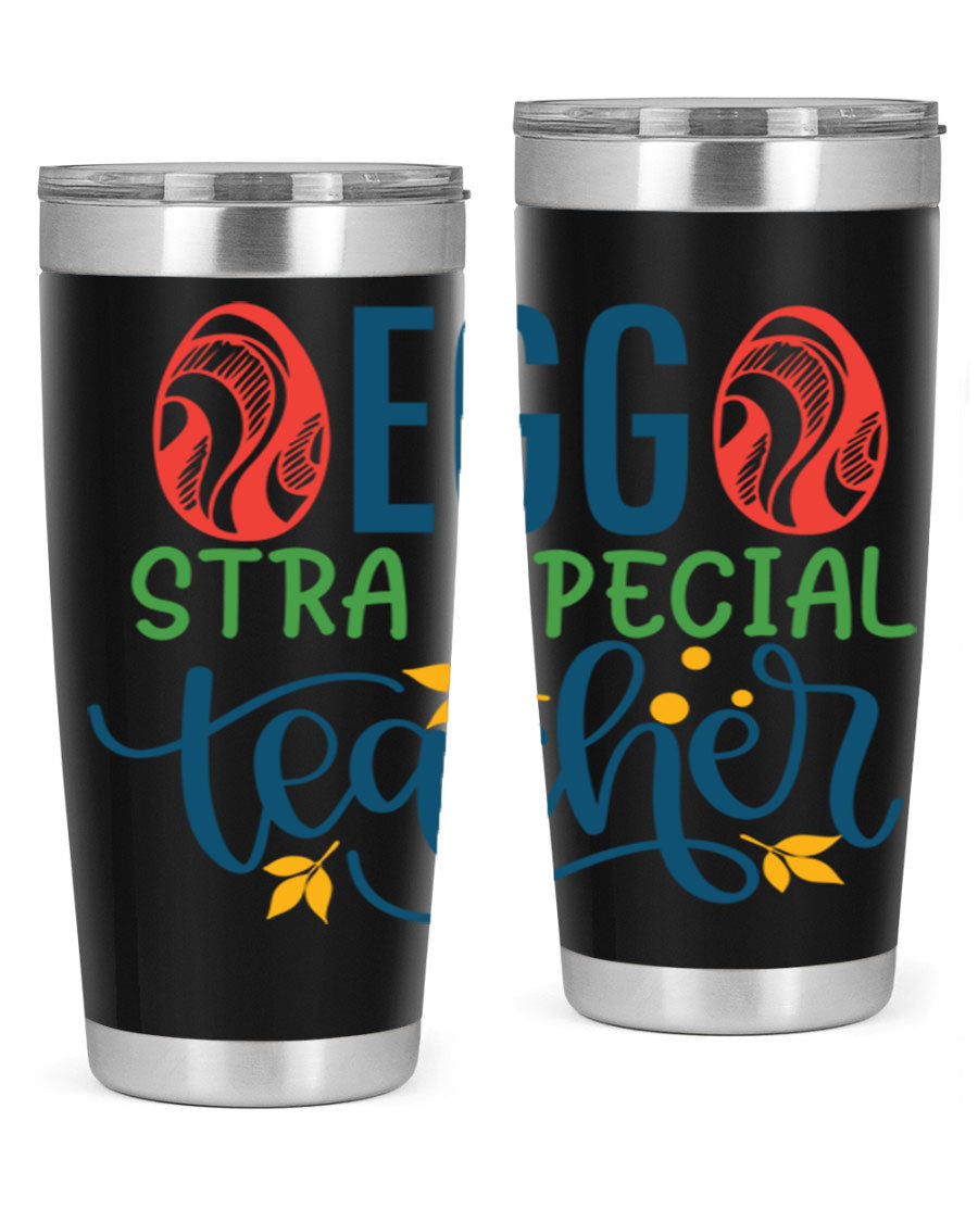 Egg Stra Special Teacher Tumbler in stainless steel with a stylish design, featuring a press-in lid and double wall vacuum insulation.