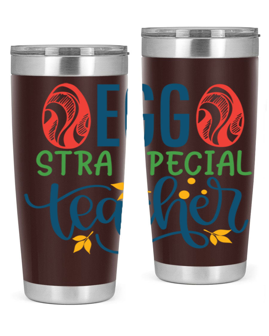 Egg Stra Special Teacher Tumbler in stainless steel with a stylish design, featuring a press-in lid and double wall vacuum insulation.