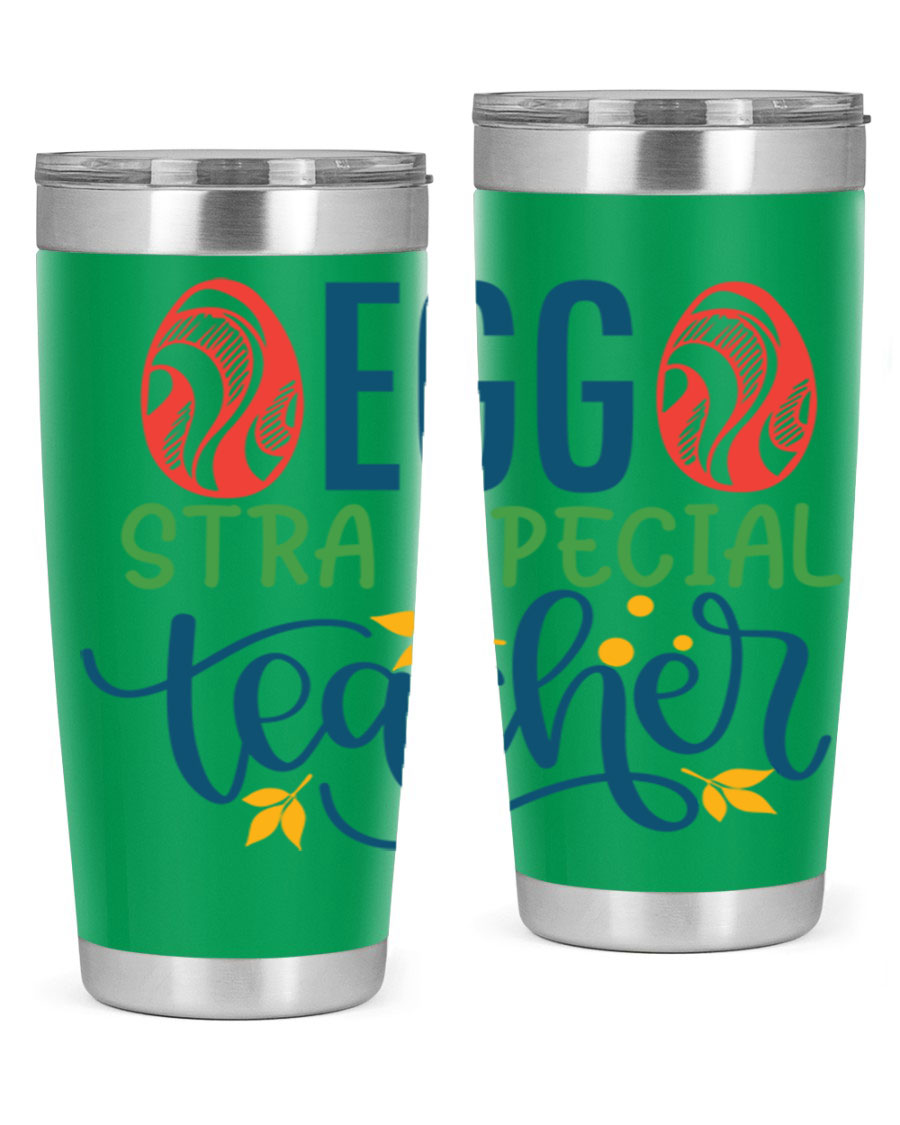 Egg Stra Special Teacher Tumbler in stainless steel with a stylish design, featuring a press-in lid and double wall vacuum insulation.