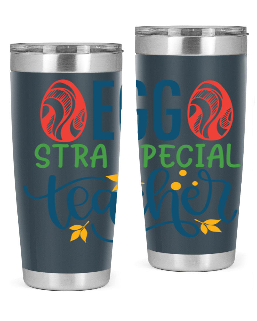 Egg Stra Special Teacher Tumbler in stainless steel with a stylish design, featuring a press-in lid and double wall vacuum insulation.