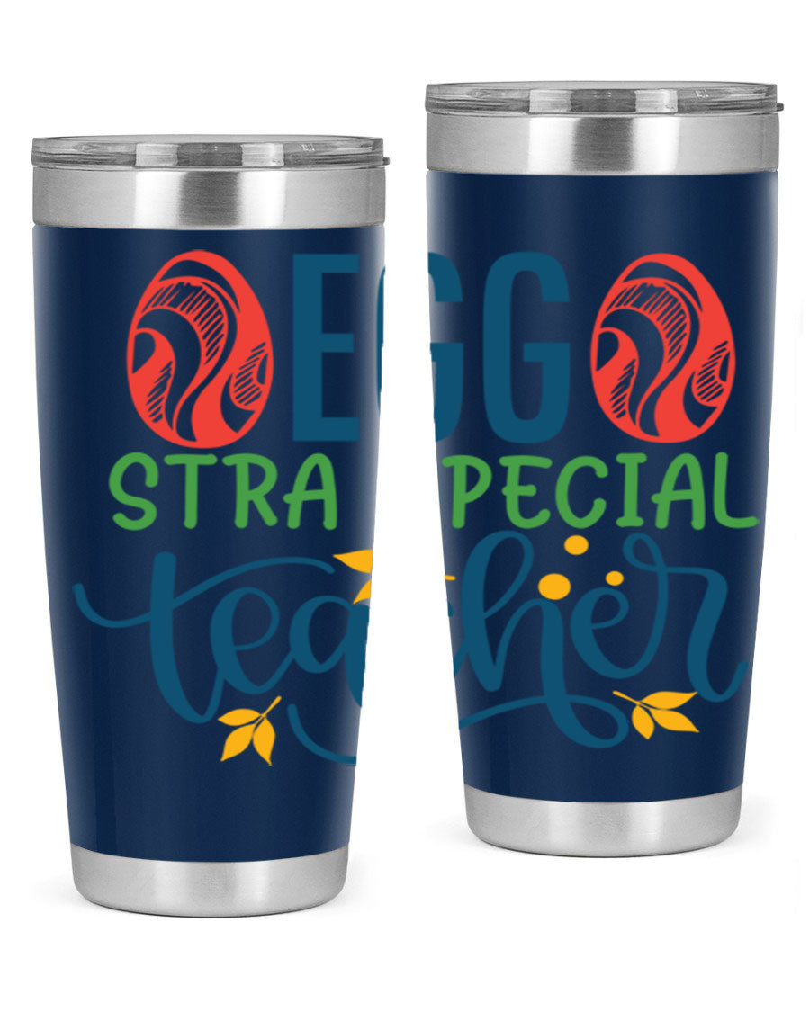 Egg Stra Special Teacher Tumbler in stainless steel with a stylish design, featuring a press-in lid and double wall vacuum insulation.