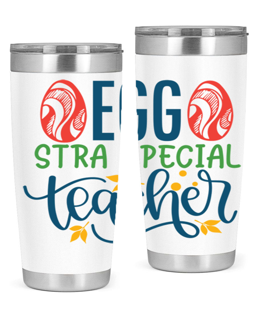 Egg Stra Special Teacher Tumbler in stainless steel with a stylish design, featuring a press-in lid and double wall vacuum insulation.