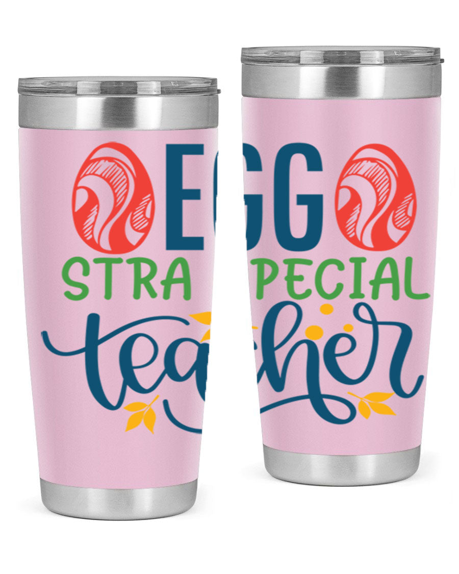 Egg Stra Special Teacher Tumbler in stainless steel with a stylish design, featuring a press-in lid and double wall vacuum insulation.